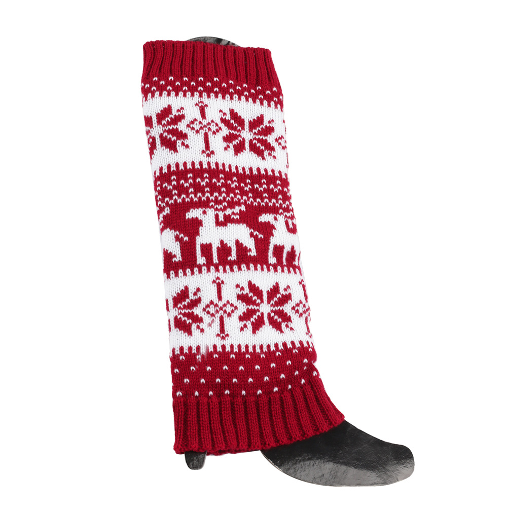 Knit Thicken Boot Socks Thermal Wool Knitted Deer Pattern Female Leg Warmer